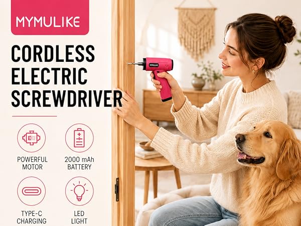 Cordless Screwdriver Rechargeable drill Electric Screwdriver, Screw Gun, 3Nm Power Screwdriver