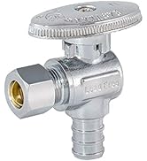 Eastman 1/2 Inch x 3/8 Inch OD Compression Angle Stop Valve, Brass Plumbing Fitting, Chrome, 10727LF