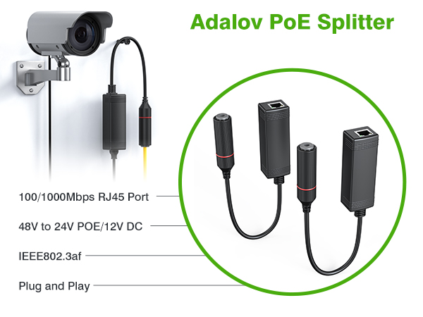 48V to 12V DC POE Spllitter Adapter