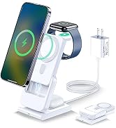 3 in 1 Wireless Charging Station,5000mAh Fast Foldable Portable Charger Battery Pack USB C Power ...