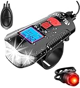 VLOXO Bike Speedometer with Bike Light Set, IPX7 Waterproof Bike Odometer with Horn LED Bike Fron...
