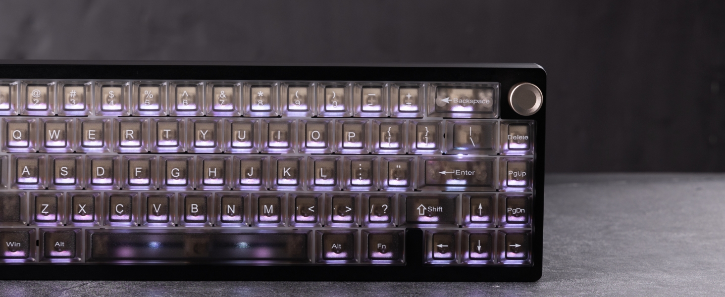 Gradient Grey Translucent keycaps,Shine Through Keyboard keycaps 60 75 100%,Frosted Key caps Set