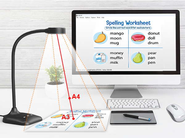 Document camera teachers classroom USB teaching web cam PC webcam light LED 1080P 1944P
