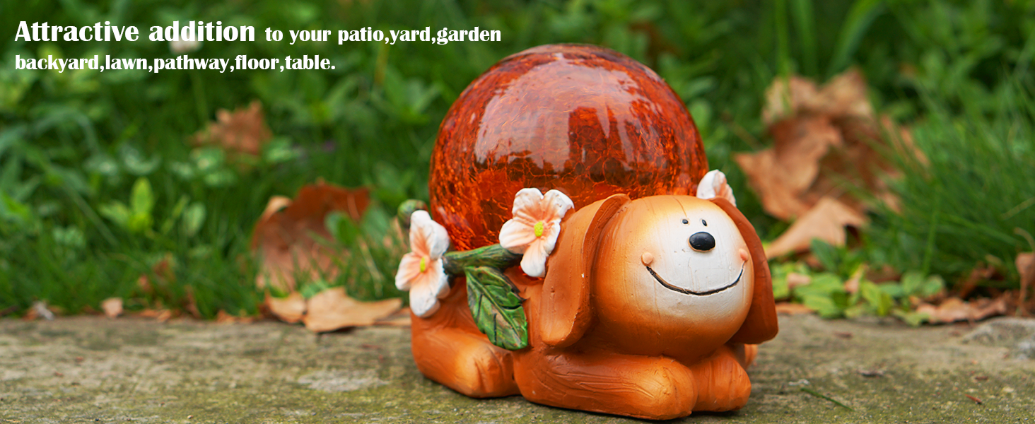 Garden Puppy Statues Outdoor Decor, Solar Lights Outdoor Statue