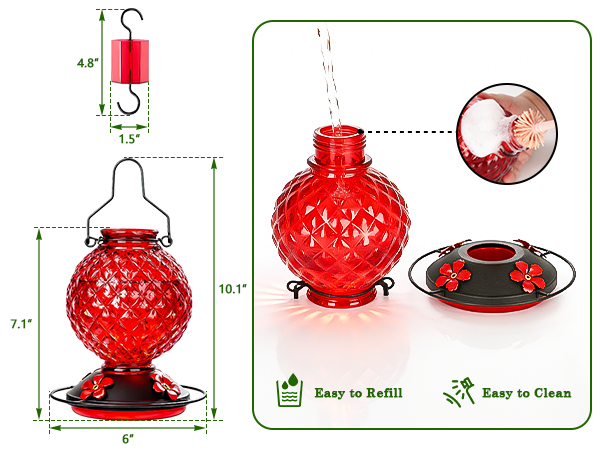 Glass Hummingbird Feeder