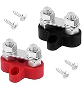 2PCS Battery Terminal Distribution Block,M8 Dual Studs Bus Bar Terminal Block with Battery Termin...