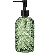 Topsky Gem Glass Soap Dispenser with Black Plastic Pump, 13oz Liquid Hand Soap Dispenser, Rustpro...