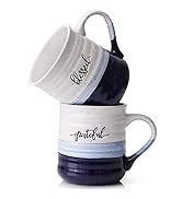 DOWAN 20 oz Coffee Mugs, Large Mugs with Word Blessed Grateful, Porcelain Coffee Cup, Thank You G...