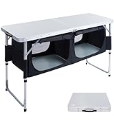 EVER ADVANCED Camping Table with Storage