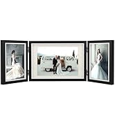 TOFOREVO Three Picture Frame 4x6 and 5x7 Wooden Hinged Folding Photo Frame Definition Glass Stand...