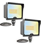 CINOTON 55W LED Flood Light 3CCT (3000K/4000K/5000K), 7700LM Dusk-to-Dawn Photocell Outdoor Secur...