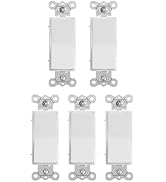 [5 Pack] HANIVERSE Single Pole Decorator Light Switch, 15A 120/277V, Paddle Rocker, On/Off Wall S...
