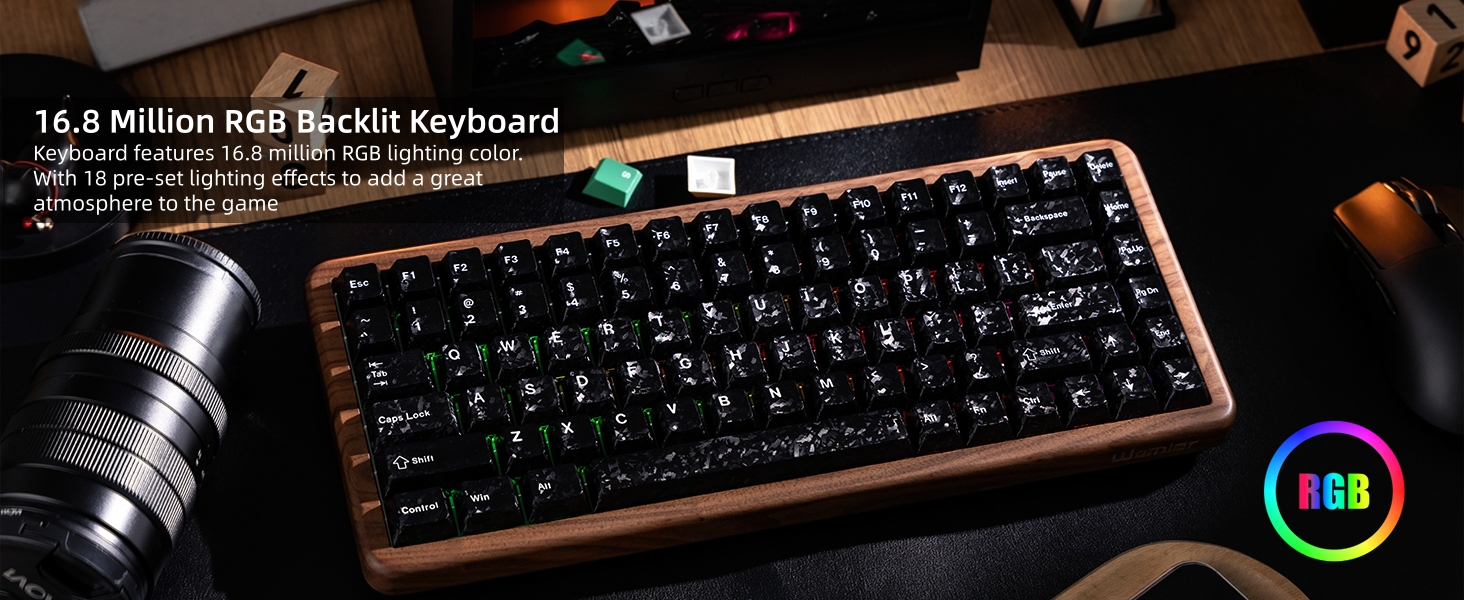 75% Hall Effec Keyboard Wood, Mechanical Keyboard Wireless Rapid Trigger Gaming Custom Keyboard
