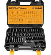3/8'' Drive Impact Socket Set - 50-Piece Shallow &amp; Deep Socket Set Metric and Standard Full with ...
