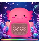 Aokpsrt Axolotl Alarm Clock with Night Light for Kids, Rechargeable Silicone Lamp Time to Wake Cl...