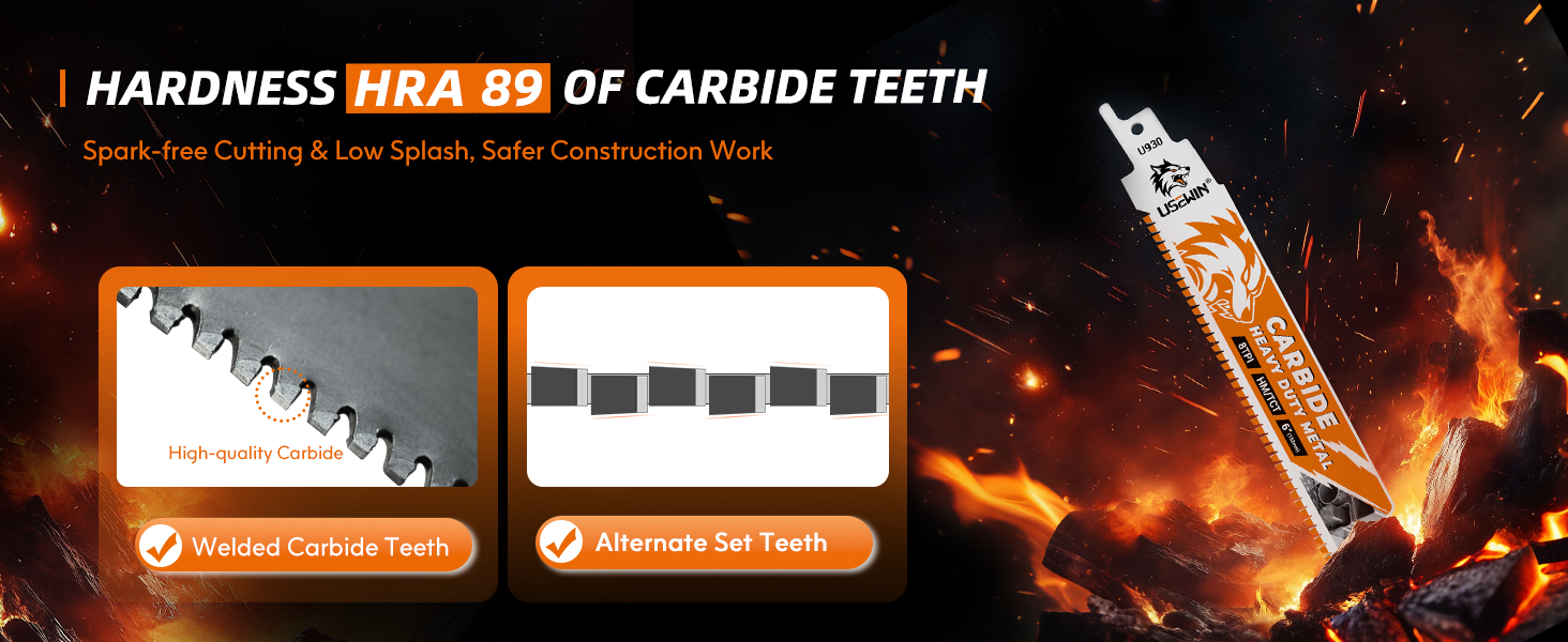USEWIN 3 Pack Carbide Reciprocating Saw Blades, 6 Inch 8 TPI Metal Blades