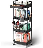 Sorgion 4 Tier Small Rolling Cart Organizer,Art Craft Diaper Bedside Snack Cart Laundry Room Bath...