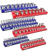 WORKPRO Magnetic Socket Organizer Set, 6-Piece Socket Holder Set Includes 1/4", 3/8", 1/2" Drive ...