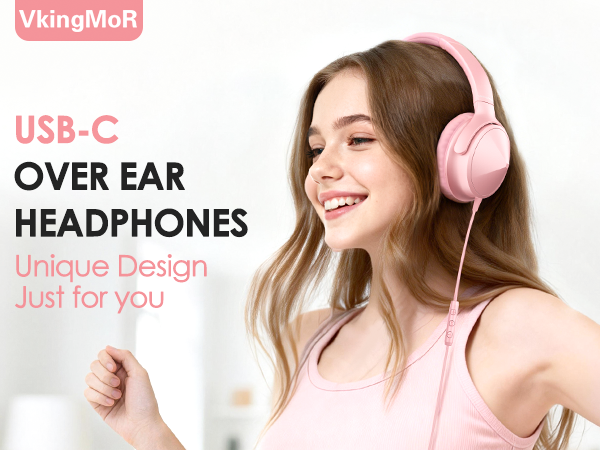 usb c over ear headphones wired