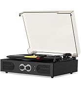 Portable Record Player Vintage Turntables for Vinyl Records with Built-in Speaker and Treble/Bass...