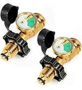 Universal Fit 100lb Propane Tank Adapter Converts POL to QCC1 / Type 1 with Gauge Propane Hose Ad...