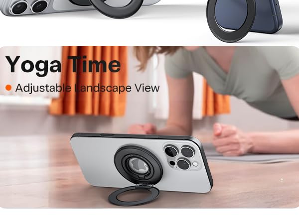 magnetic phone grip ring holder kickstand black