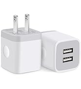 USB Charger Power Adapter, 2-Pack 2.1A Dual Port USB Wall Charger Plug Cube Charging Block Box Br...