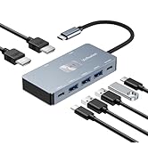 Vicfluxion 7-in-1 USB C Docking Station Dual Monitor, USB-C Hub with 2 HDMI Ports, 3 USB 3.0, 1 T...