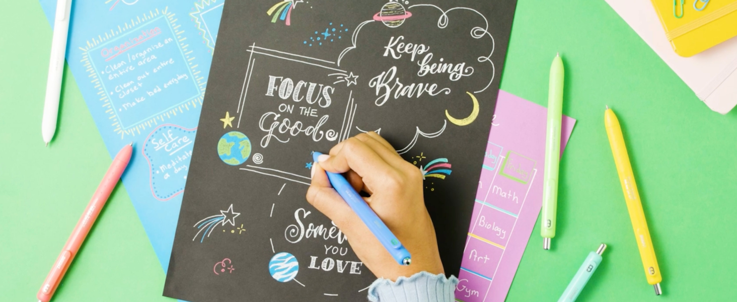 lifestyle notes teacher homework art craft design color kid activity bright pop white dark paper 