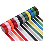LIUYAXI Solid Color Satin Ribbon 12 Colors 2/5" X 5 Yard Each Total 60 Yards, Double Face Satin R...