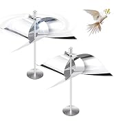 2 Pack Reflective Wind Spinners Bird Deterrent Outside, Upgrade Wind Powered Bird Scare Devices O...