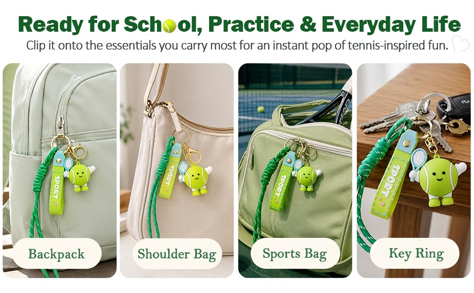Clip it onto the essentials you carry most for an instant pop of tennis-inspired fun.