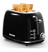 Roter Mond 2 Slice Toaster Retro Stainless Steel Toaster with Bagel, Cancel, Defrost Function and...