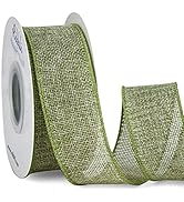Ribbli Spring Moss/Sage Green Burlap Wired Ribbon,1-1/2 Inch x 10 Yard, Wired Edge Ribbon for Big...