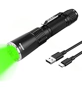 CROSSBLAZE Rechargeable Green Hunting Flashlight, Long Range 984 FT Super Bright Light for Coyote...