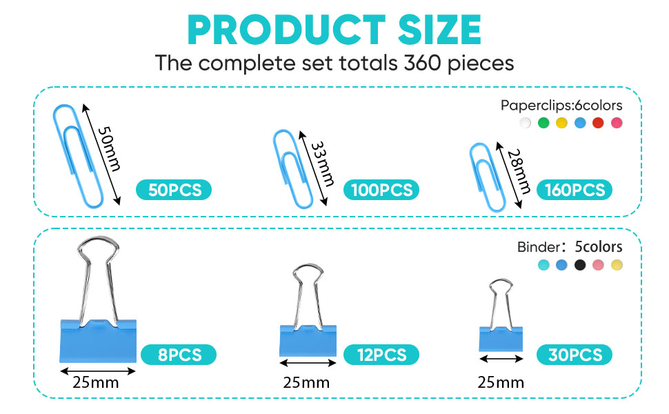Paper Clips and Binder Clips Assorted Sizes