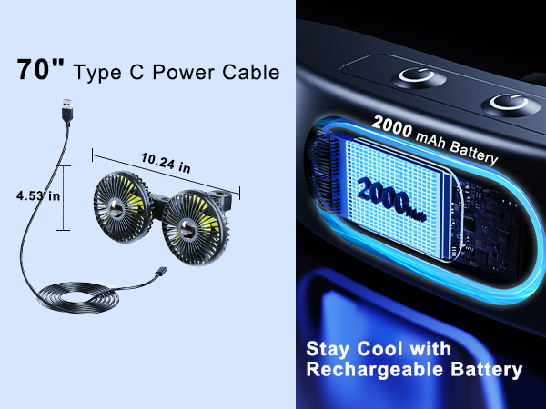 DICMKY Dual Head Car Cooling Fan for Back Seat