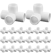 20-Pack 1/2" 4 Way PVC Fittings, Furniture Grade Pipe Fittings 4 Way for SCH40 PVC Pipe, UV Resis...