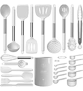 Large Silicone Cooking Utensils Set - Heat Resistant Kitchen Utensils Sets,Spatula,Spoon,Turner T...
