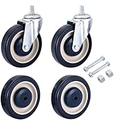 weyleity 4 Pack 5" Shopping Cart Replacement Wheels Kit | 2 Stemless Casters &amp; 2 Stem Threaded Ca...