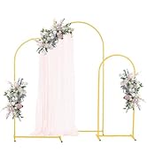 VEVOR Arch Backdrop Stand, Set of 3, 6/5/4 ft, Stable Structure, Easy Assembly, Gold Metal Arch B...