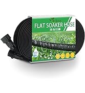Flat Soaker Hose 25ft, Heavy Duty Double Layer Design, Drip Irrigation Hose Saves 80% Water, Leak...