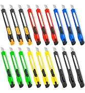 TIFICAL 18 Pack Box Cutter Retractable, Utility Knife with 9MM Snap-Off Blade, Lightweight Razor ...