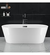 Freestanding Bathtubs 67 inch Acrylic Stand Alone Tub – White Finish with Chrome Drain and Overfl...