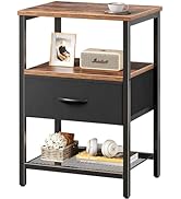 Huuger Night Stand with Fabric Drawer, Side Table with Mesh Shelf, Bedroom Nightstand, Fabric Dra...
