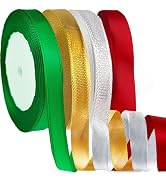 4 Rolls Christmas Ribbons for Gift Wrapping - Xmas Ribbons for Gift Bags - Xmas Gifts for Women M...