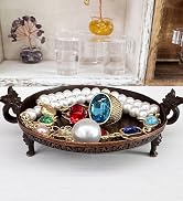 BSTIONYI Antique Brass Taotie feet Trays, Mini Vintage Candle Pedestal Dish Candle Jewelry Holder...