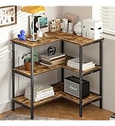 VECELO Corner Cabinet Table with 3 Tier Open Shelf, Multipurpose Display Organizer Storage Stand ...