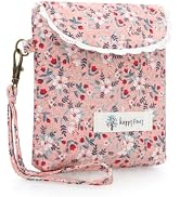JINSI Vintage Floral Period Bag, Sanitary Pad &amp; Tampon Organizer | Washable cotton, wrist strap, ...