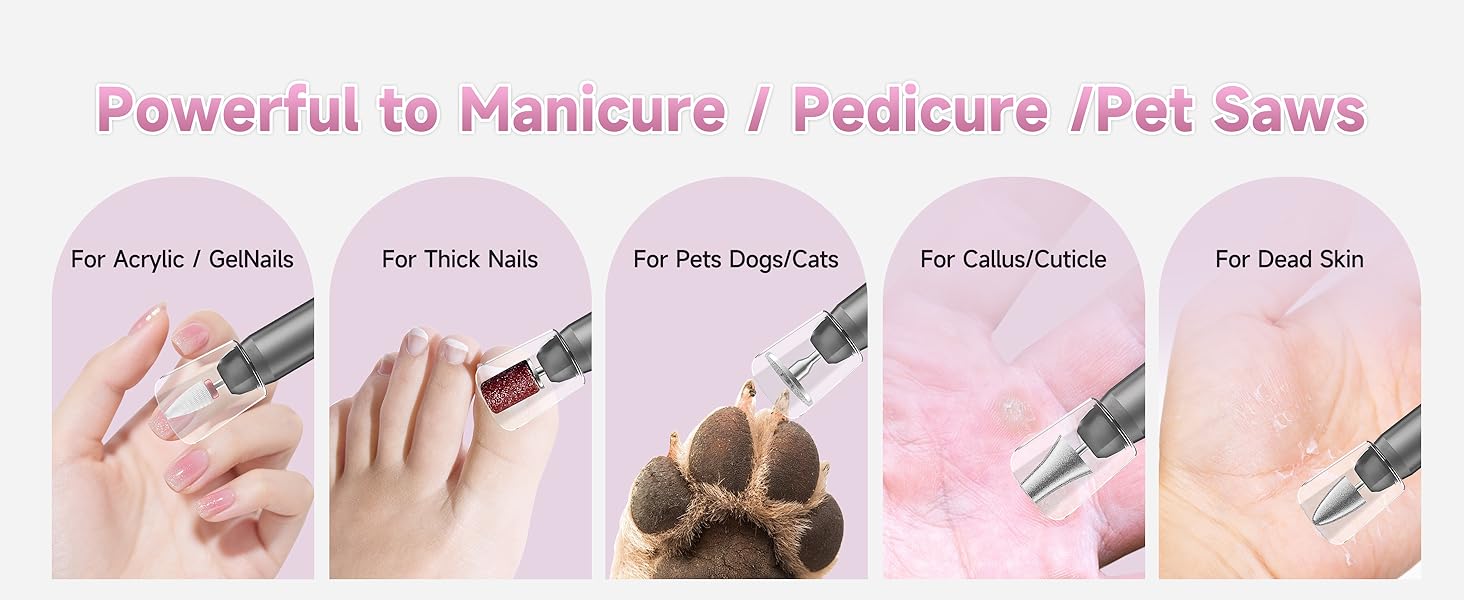 50% stronger than most cordless drills, ideal for nail art, thick nails, and pet claws.